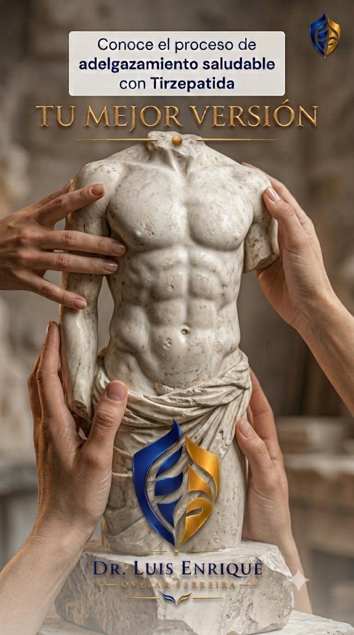 Escultura masculina de mármol representando la transformación corporal saludable